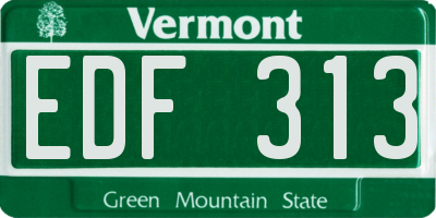 VT license plate EDF313
