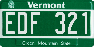 VT license plate EDF321