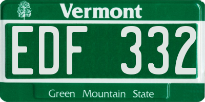 VT license plate EDF332