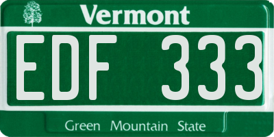 VT license plate EDF333