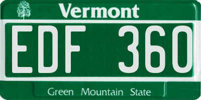 VT license plate EDF360