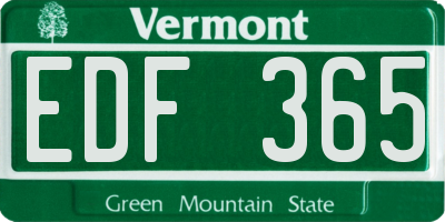 VT license plate EDF365