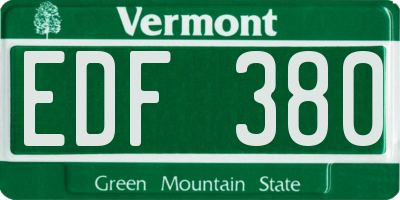VT license plate EDF380