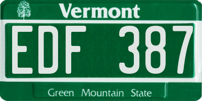 VT license plate EDF387
