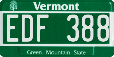 VT license plate EDF388