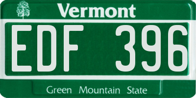 VT license plate EDF396