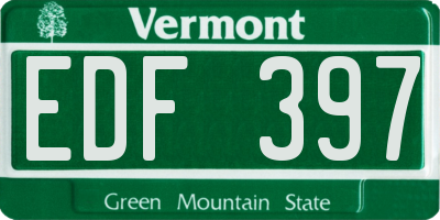 VT license plate EDF397