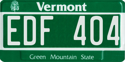 VT license plate EDF404
