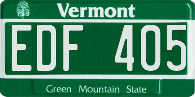 VT license plate EDF405