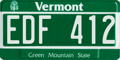 VT license plate EDF412