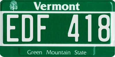 VT license plate EDF418