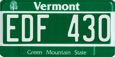 VT license plate EDF430