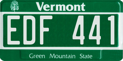 VT license plate EDF441