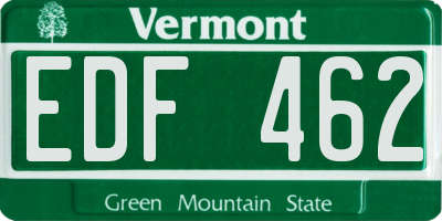 VT license plate EDF462