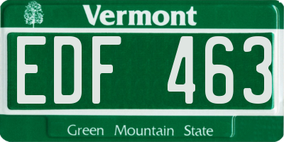 VT license plate EDF463