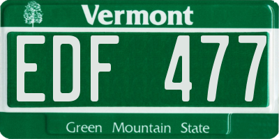 VT license plate EDF477
