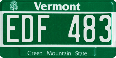VT license plate EDF483
