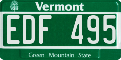 VT license plate EDF495