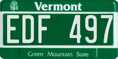 VT license plate EDF497