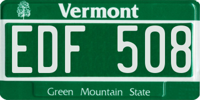 VT license plate EDF508