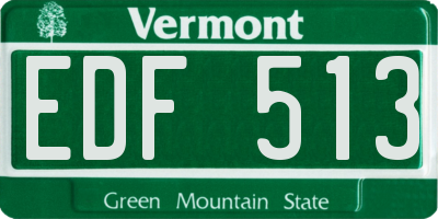 VT license plate EDF513