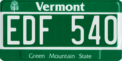 VT license plate EDF540