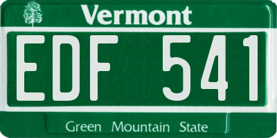 VT license plate EDF541