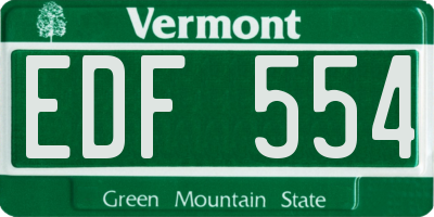 VT license plate EDF554