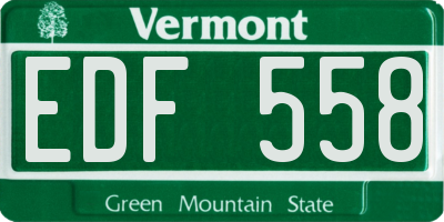 VT license plate EDF558