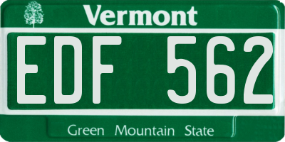 VT license plate EDF562