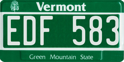 VT license plate EDF583