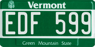 VT license plate EDF599