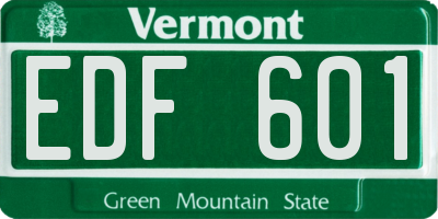 VT license plate EDF601