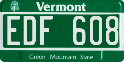 VT license plate EDF608