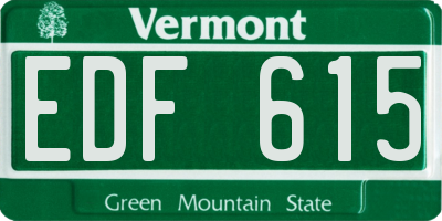 VT license plate EDF615