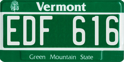 VT license plate EDF616