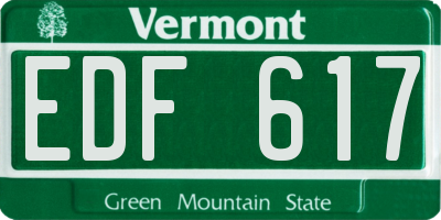 VT license plate EDF617