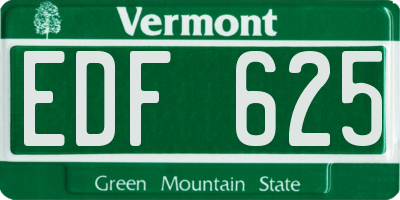 VT license plate EDF625