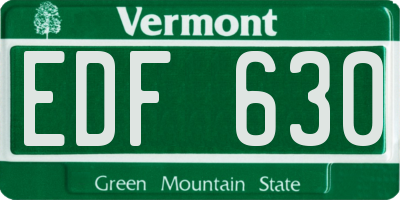 VT license plate EDF630
