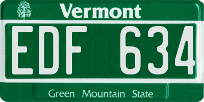 VT license plate EDF634