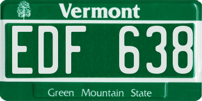 VT license plate EDF638