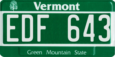 VT license plate EDF643
