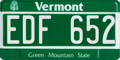 VT license plate EDF652
