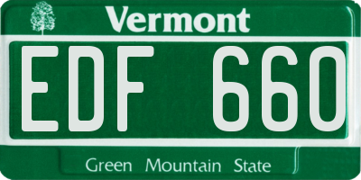 VT license plate EDF660