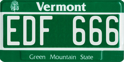 VT license plate EDF666