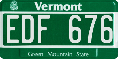 VT license plate EDF676