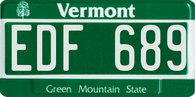 VT license plate EDF689