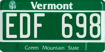 VT license plate EDF698
