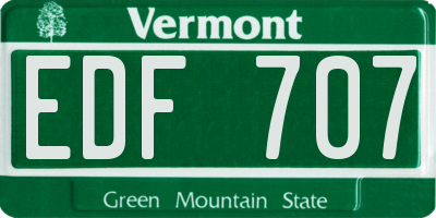 VT license plate EDF707