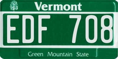 VT license plate EDF708
